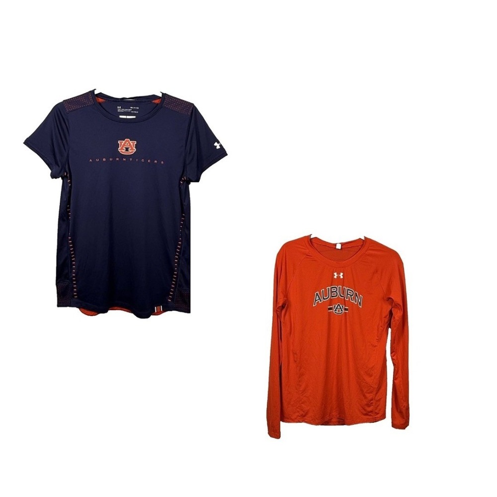 Under Armour Womens Auburn Tigers Long Short Sleeve Shirt Lot of 2 Size Small